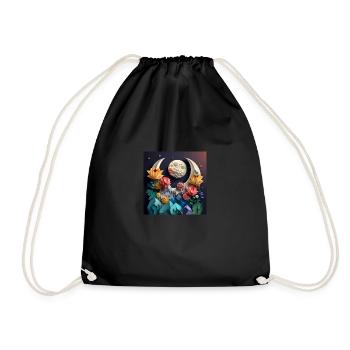 Flowers from the moon to earth, gift, birthday - Drawstring Bag - black - Front
