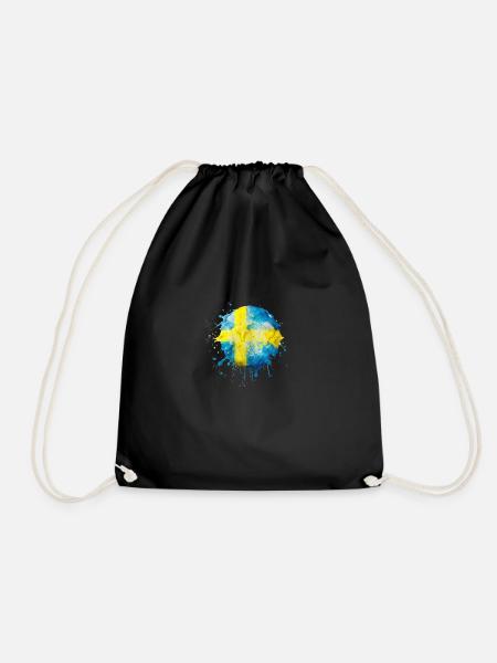 Sweden flag as a drop of color - Drawstring Bag - black