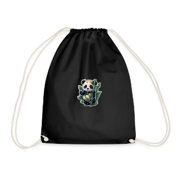 Cute Panda with Bamboo - Turnbeutel - Schwarz - Vorne