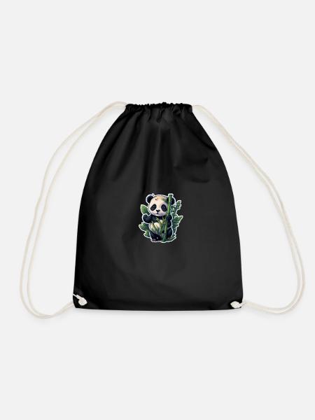 Cute Panda with Bamboo - Turnbeutel - Schwarz