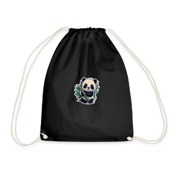 Cute Panda with Bamboo - Turnbeutel - Schwarz - Vorne