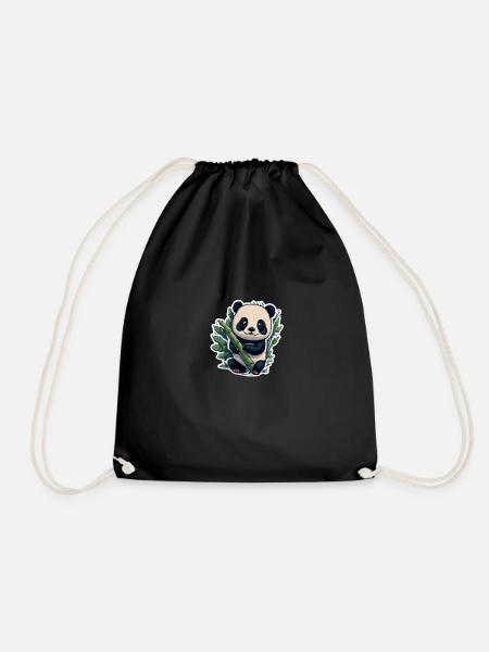 Cute Panda with Bamboo - Turnbeutel - Schwarz