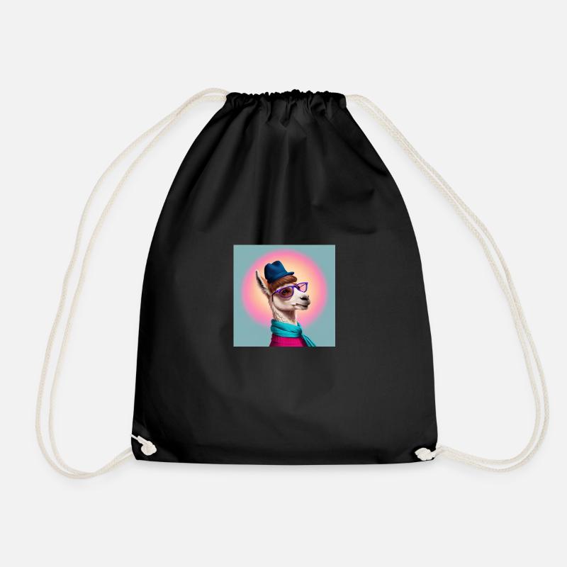 Hipster Llama - Turnbeutel - Schwarz