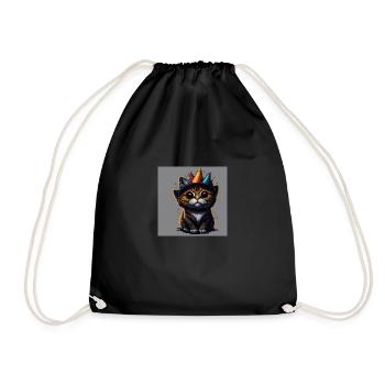 Chat avec chapeau d’anniversaire - Sac de sport léger - noir - Devant