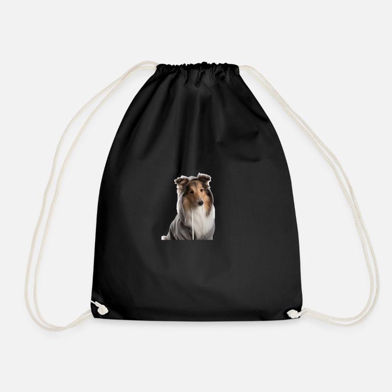 Shetland Sheepdog 1 - Drawstring Bag - black