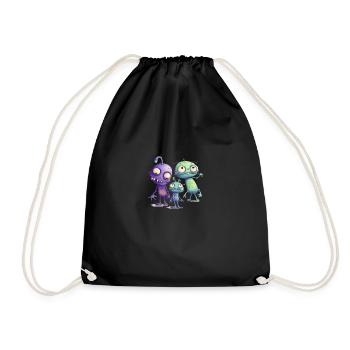 Three Colorful Cartoon Aliens - Drawstring Bag - black - Front