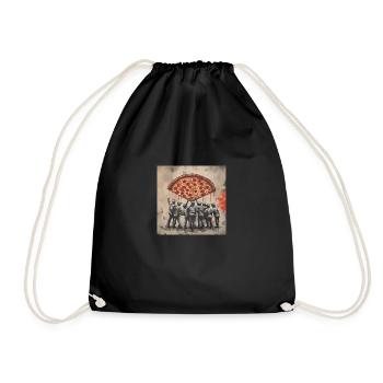 Pizza Graffiti Banksy - Urban Art T-Shirt Design - Drawstring Bag - black - Front
