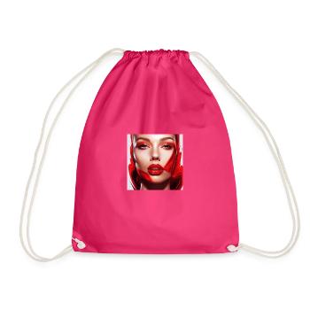 Sexy woman with red lips - Drawstring Bag - fuchsia - Front