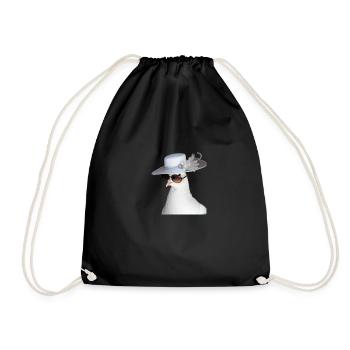 An elegant White Dove with Glasses - Drawstring Bag - black - Front