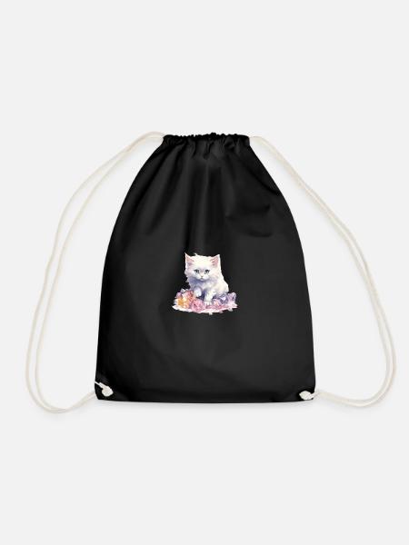 Geburtsstein-Katze Oktober - Turnbeutel - Schwarz