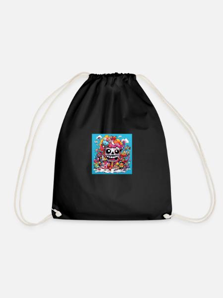 Cartoon design - Drawstring Bag - black