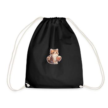 Süsse Katze mit Herz - Turnbeutel - Schwarz - Vorne