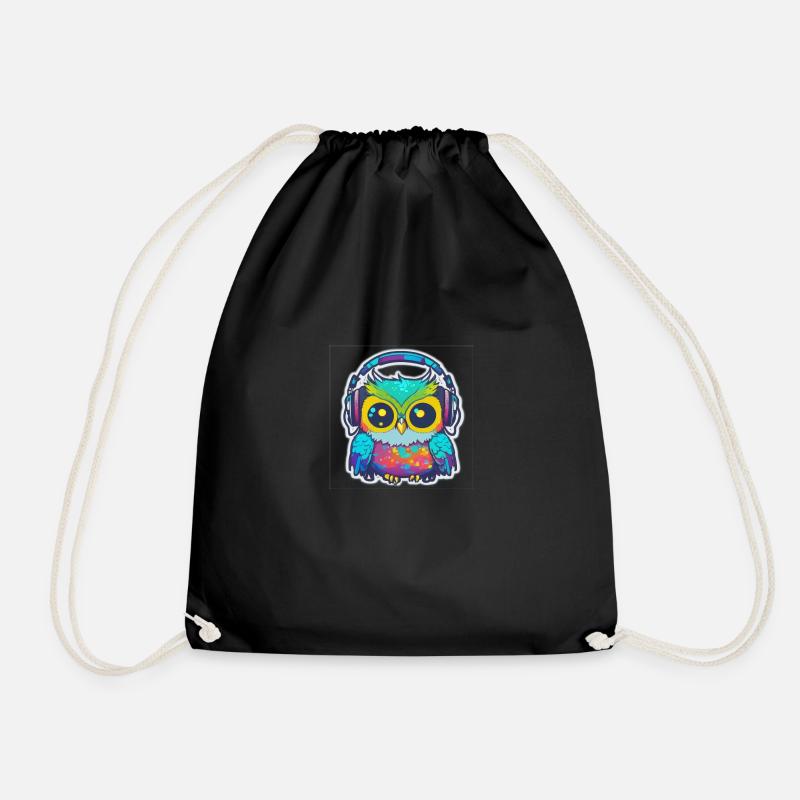 Happy Owl - Turnbeutel - Schwarz