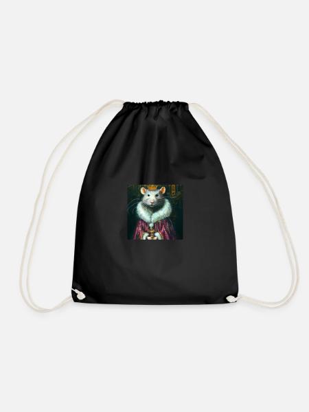 Mouse in the Crown - Drawstring Bag - black