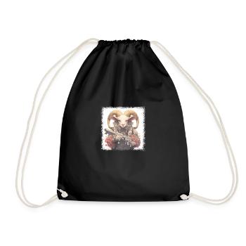 animal design cartoon sheep lion funny quote funny - Drawstring Bag - black - Front