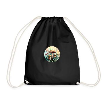 mushrooms in the forest, mushrooming in nature - Drawstring Bag - black - Front