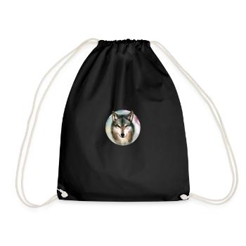 a little wolf and a little dog - Drawstring Bag - black - Front