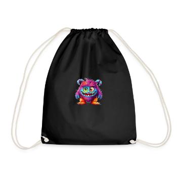 Fluffy Monster - Drawstring Bag - black - Front