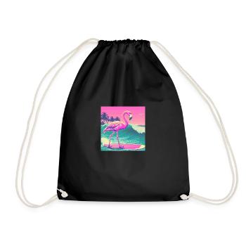 Surfing Flamingo Miami - Drawstring Bag - black - Front