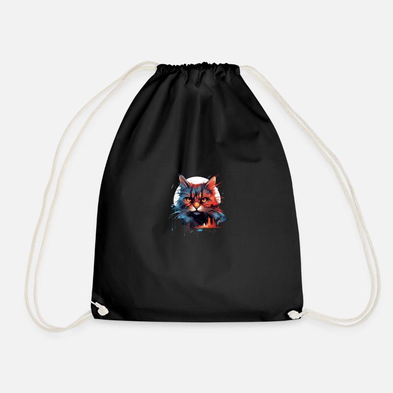 Cat in color - Drawstring Bag - black