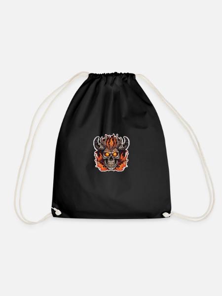 Horned skull | summer Beast - Drawstring Bag - black