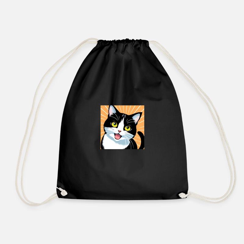 Surpris Happy Mignon Adorable Funny Cat - Sac de sport léger - noir