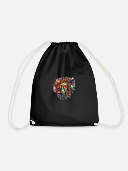 Crazy Psychadelic Motif - Drawstring Bag - black