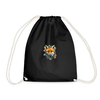 Fox drawn - Drawstring Bag - black - Front