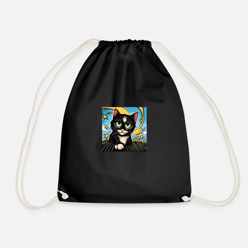 Niedliche schwarze Katze - Turnbeutel - Schwarz