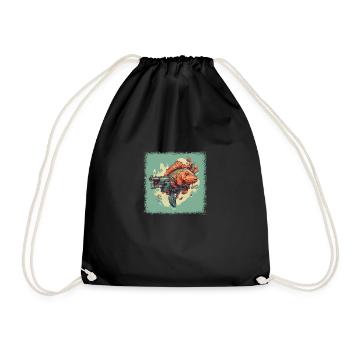 present fun sea fish fishing birthday present idea - Drawstring Bag - black - Front
