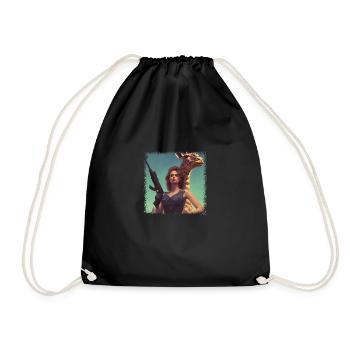 giraffe painting jokes children adorable cute - Drawstring Bag - black - Front