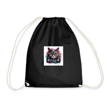 Music Cat - Turnbeutel - Schwarz - Vorne