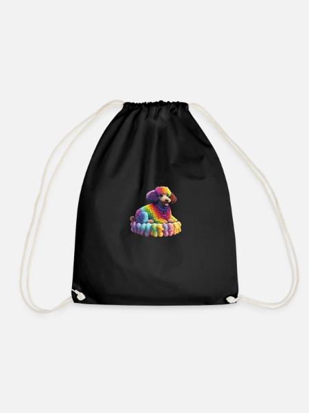 Regenbogen Pudel - Turnbeutel - Schwarz