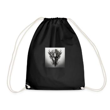 Evil Deity Demon Design White Black - Drawstring Bag - black - Front