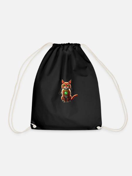 Cat of the Sun - Drawstring Bag - black