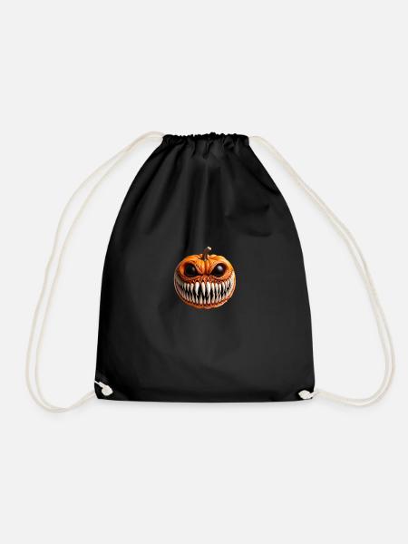 Halloween Pumpkin Turned Into a Monster - Drawstring Bag - black