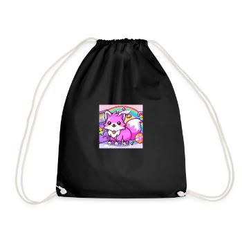 Kawaii Retro Gaming Fox - Turnbeutel - Schwarz - Vorne