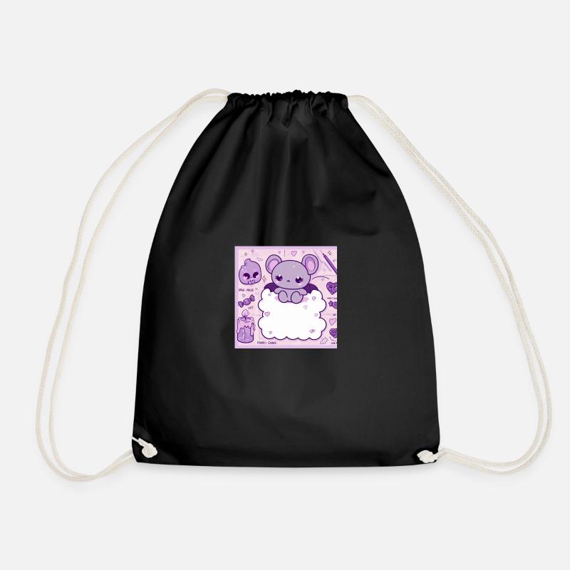 Kawaii pastel goth mouse - Drawstring Bag - black