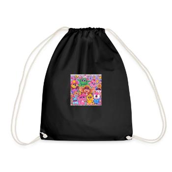 Kawaii 90s retro cartoon monster - Drawstring Bag - black - Front