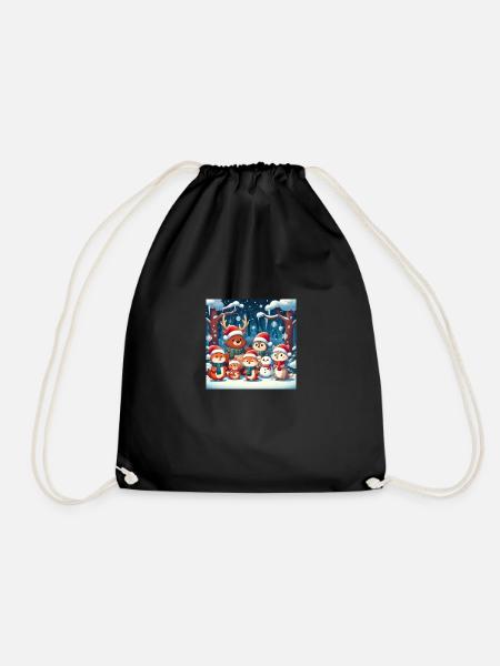 Christmas Animals - Drawstring Bag - black
