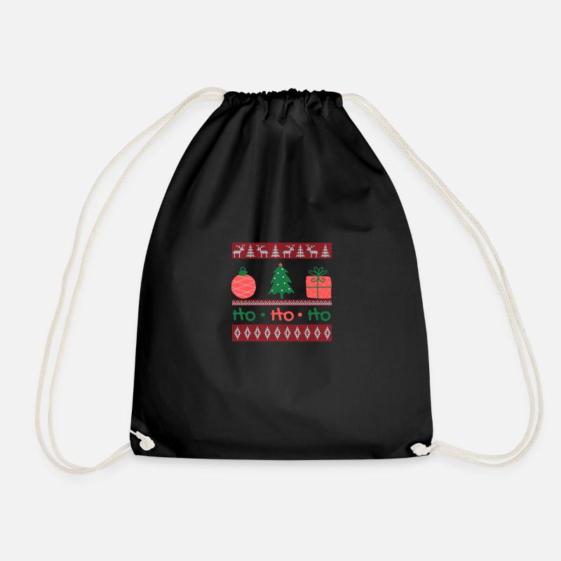 Ugly Christmas Sweater - Merry Christmas - Drawstring Bag - black