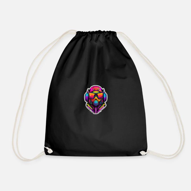 Multicolored cyber punk logo - Drawstring Bag - black