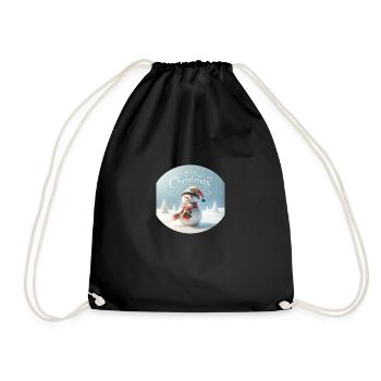 bonhomme de neige avec l’inscription Joyeux Noël - Sac de sport léger - noir - Devant