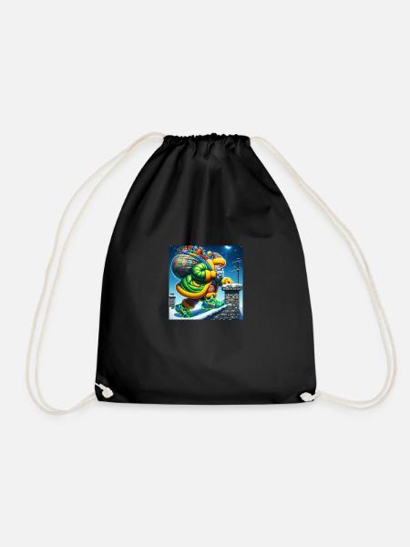 Sporty Santa Claus Chimney Challenge! - Drawstring Bag - black