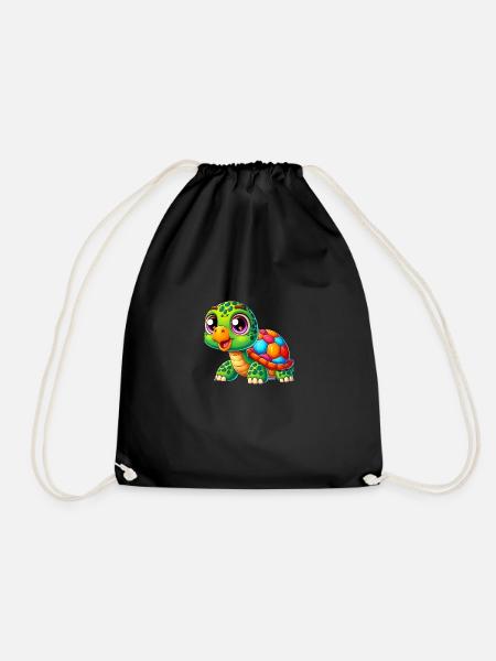 Child Turtle - Drawstring Bag - black