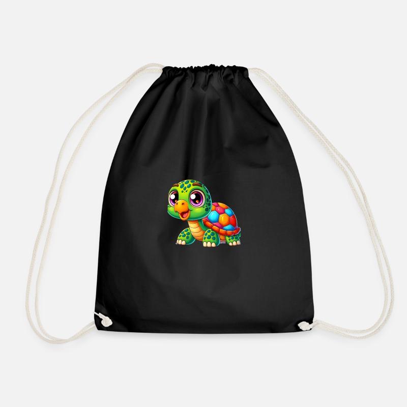 Child Turtle - Drawstring Bag - black