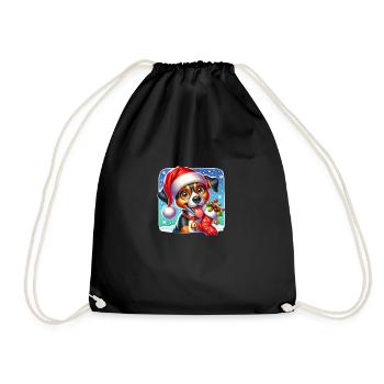 Christmas Dog - Drawstring Bag - black - Front