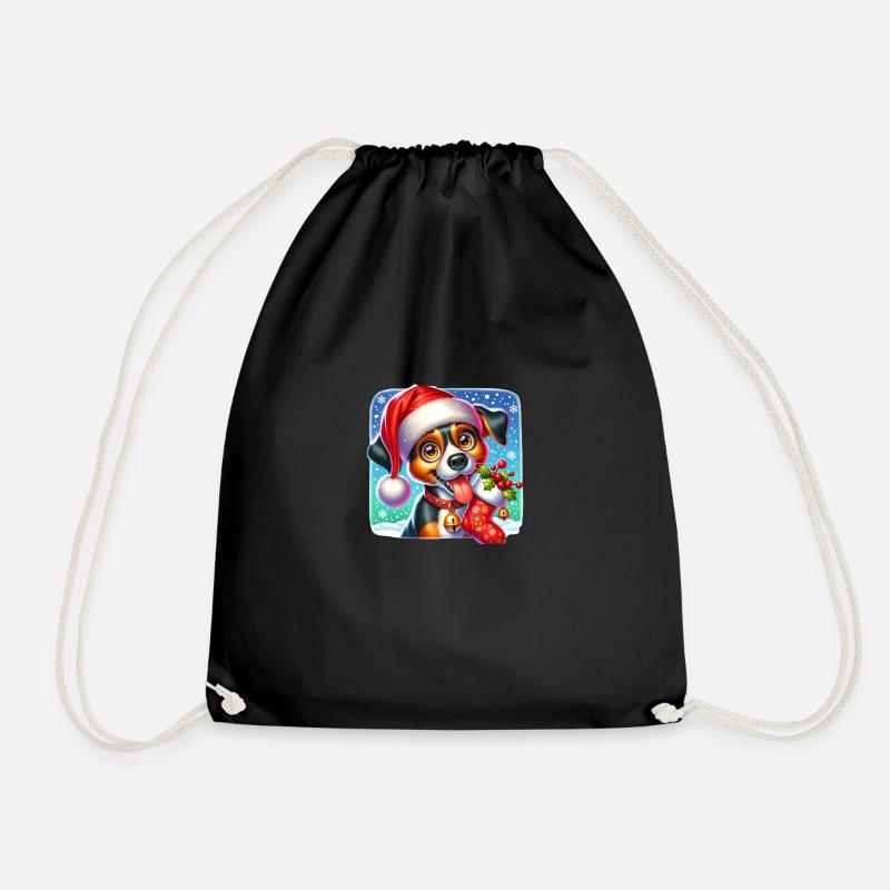 Weihnachtshund - Turnbeutel - Schwarz