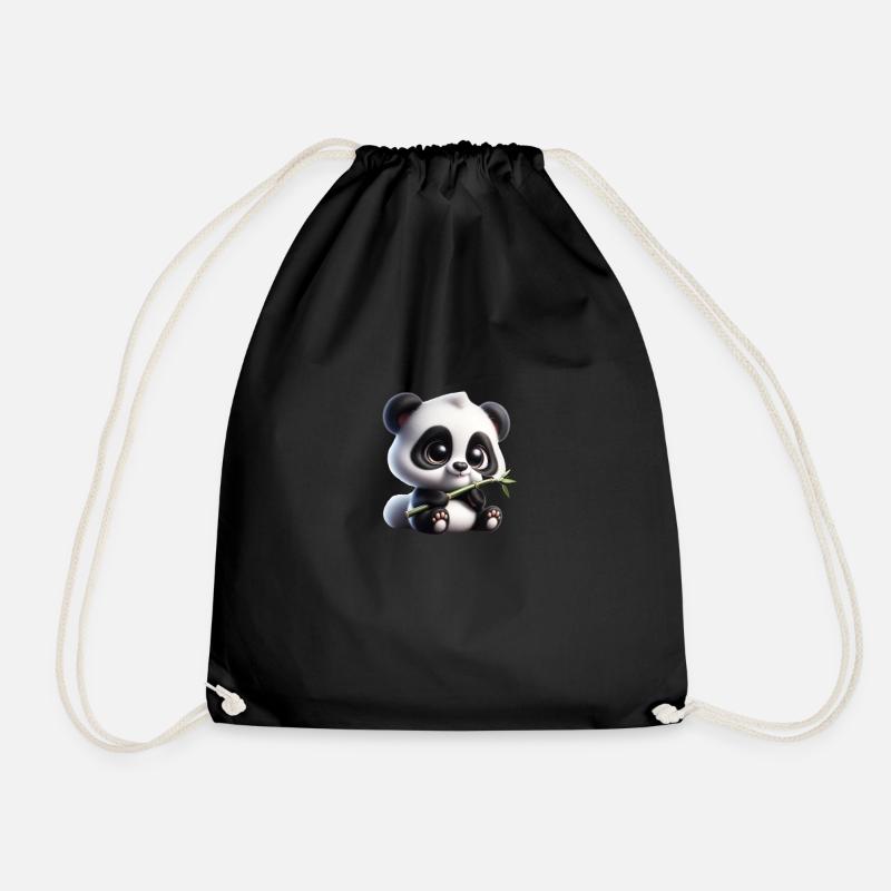 Panda - Drawstring Bag - black