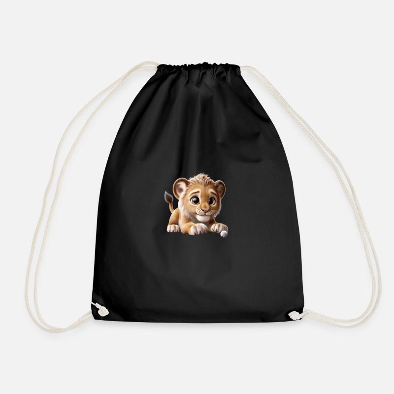 Young lion - Drawstring Bag - black